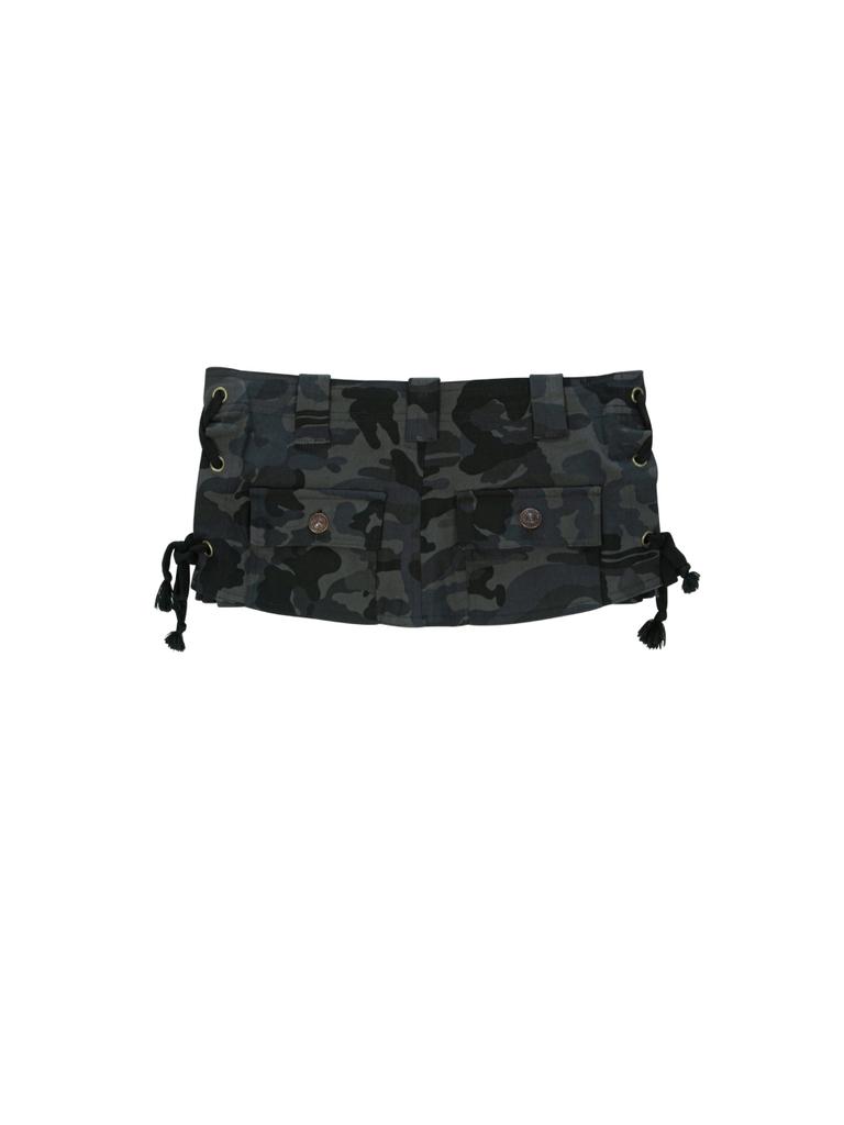 As If Cali Camouflage Lace-Up Wrap Skirt Charcoal