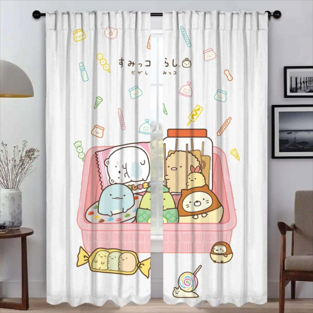 Window Curtain for Room 2 Panel Sumikkos Gurashis Kitchen Curtains 2 Pieces Home Interior Curtains Halloween Decoration Living