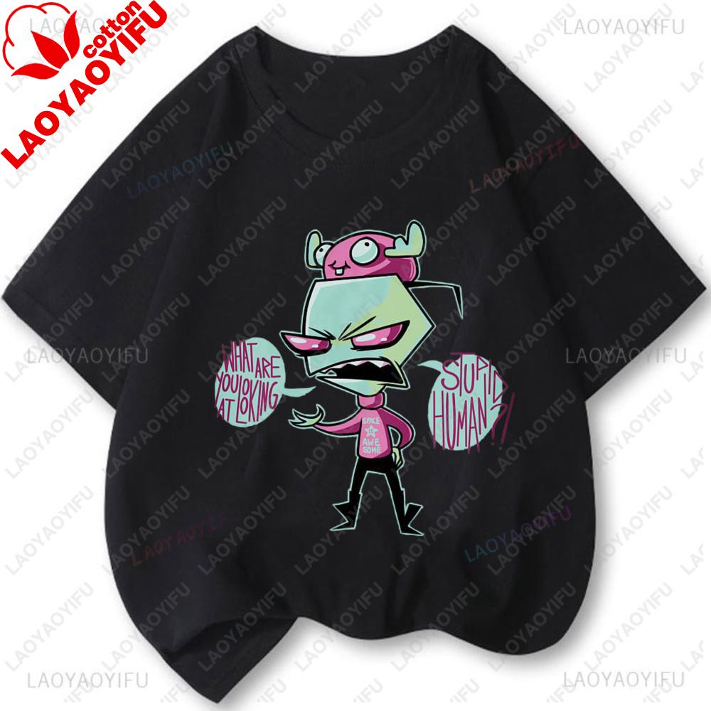 Invader Zim Grafik T-Shirts Unisex Unisex Cartoon TV Vintage Beliebtes Shirt Mode Kawaii Niedlich Kreativität Kurzarm-T-Shirts