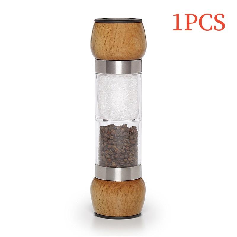 2-in-1 Salt Pepper Mill Wood Dual Pepper Grinder,Coarse Salt Grinder,Capacity 100ML * 2,Salt And Pepper Spice Shaker Grinders