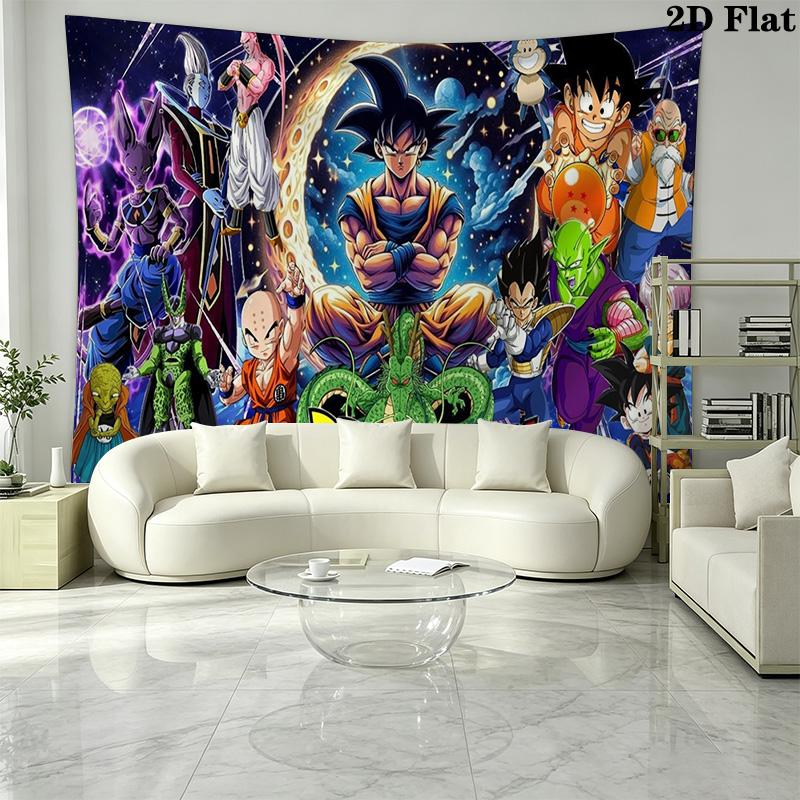 Anime Dragonball Wall Tapestry Aesthetic Wall Hanging Printed Fabric Blanket Decorative Tapestries for Bedroom Living Room Home Decor