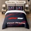 Custom Bedding Set F1 Pattern, Print Name Text 1 Duvet Cover Plus 2 Pillowcases Home Textile
