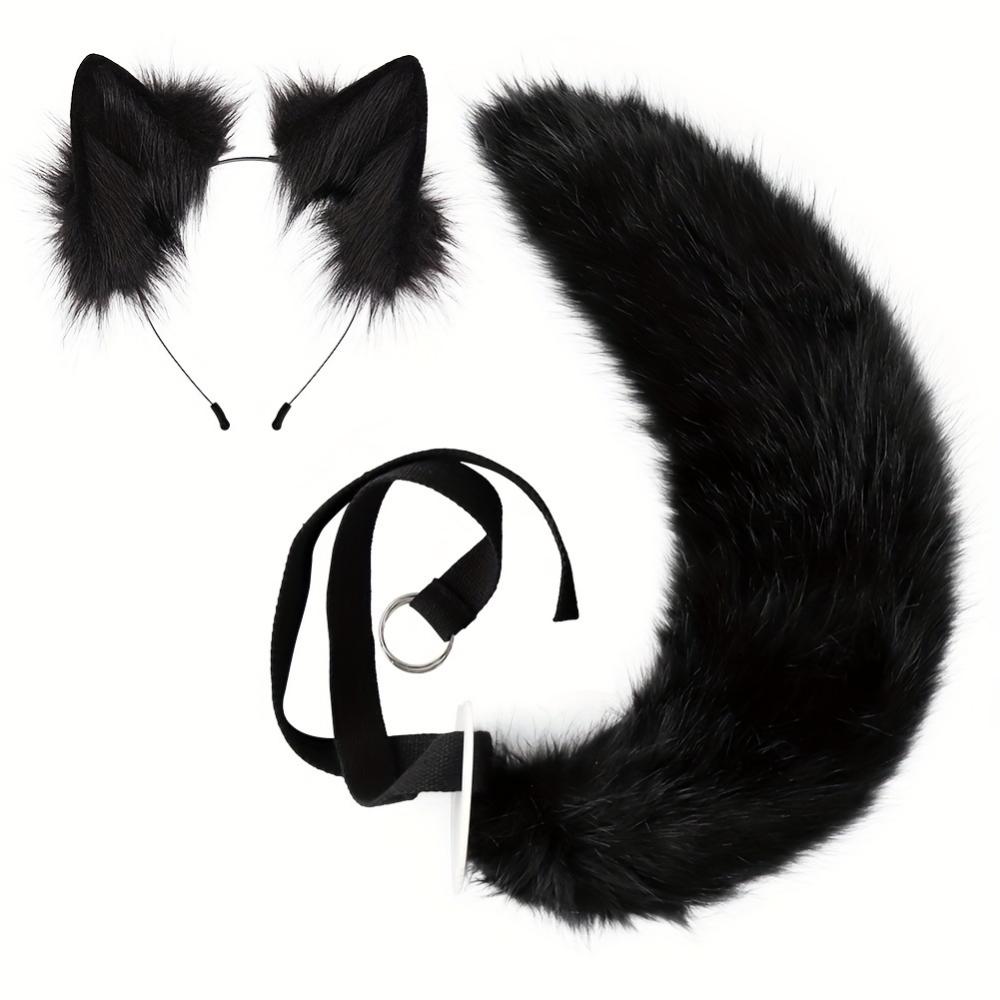2 Piece Fox Set - Adjustable Furry Tail and Removable Ears, Suitable for Halloween Animal Play Parties, Halloween Gift Cosplay