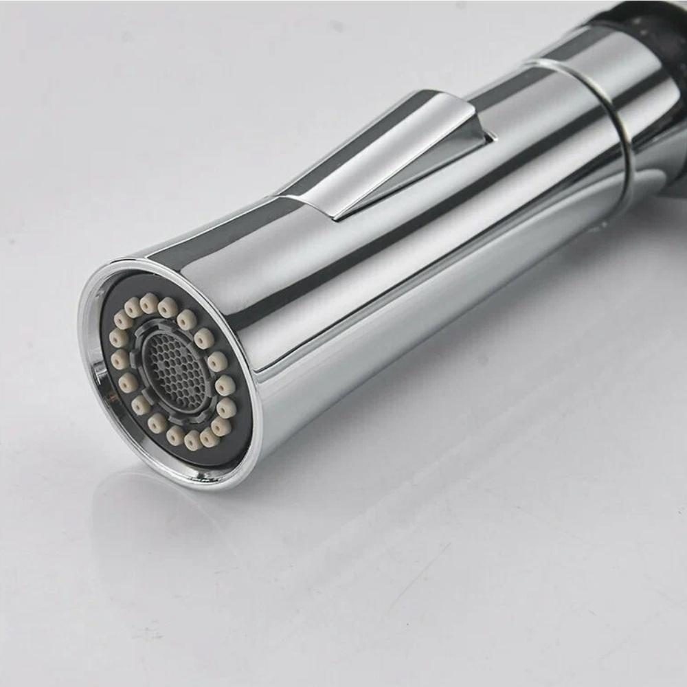 Kitchen faucet set with flexible spout for sink and movable aerator