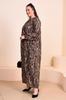 Women's Big Size Dress Plus Size Patterned Viscose Dress Mother Brown