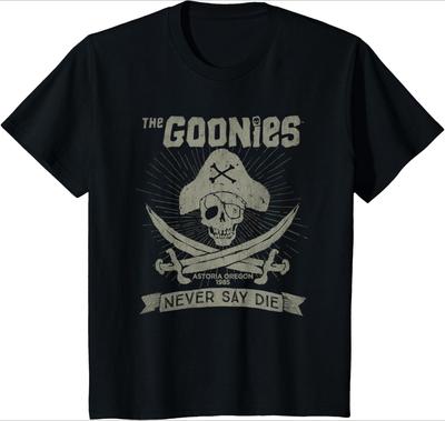The Goonies T Shirt Never Say Die Pirate Skull Graphic Print Vintage 80s Movie Cotton Short Sle