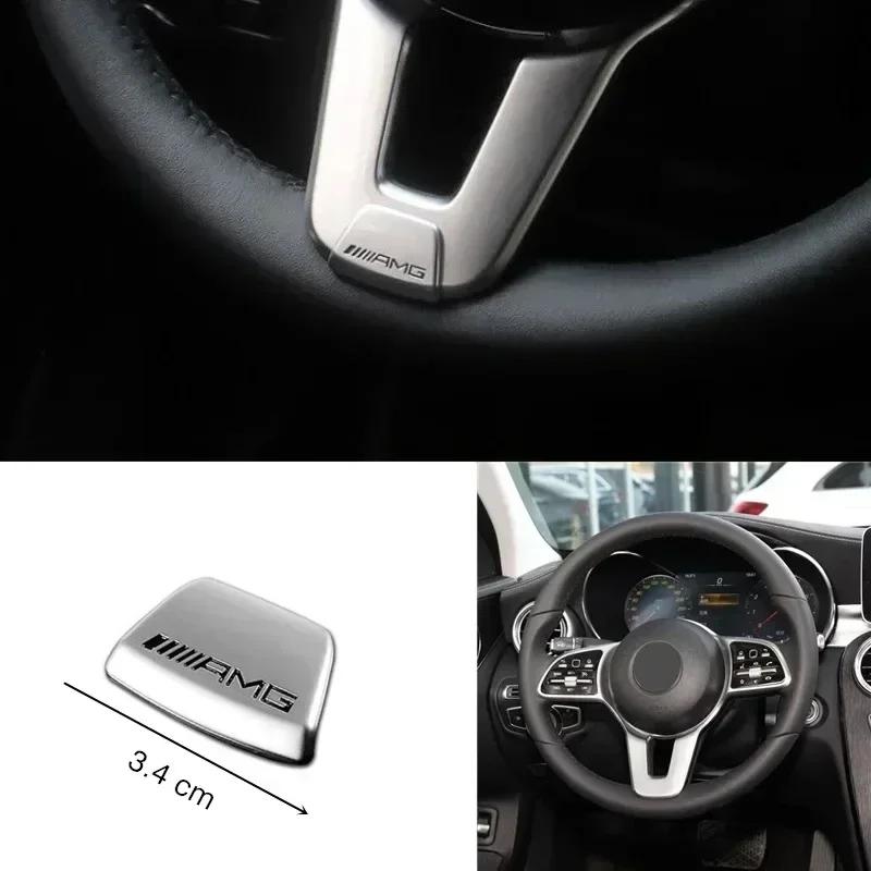 BETI1 Car Steering Wheel Emblem Stickers Metal Badge For Mercedes Benz AMG W206 W204 W205 W212 W213 W221 W222 W223 W251 W464 GLE GLC