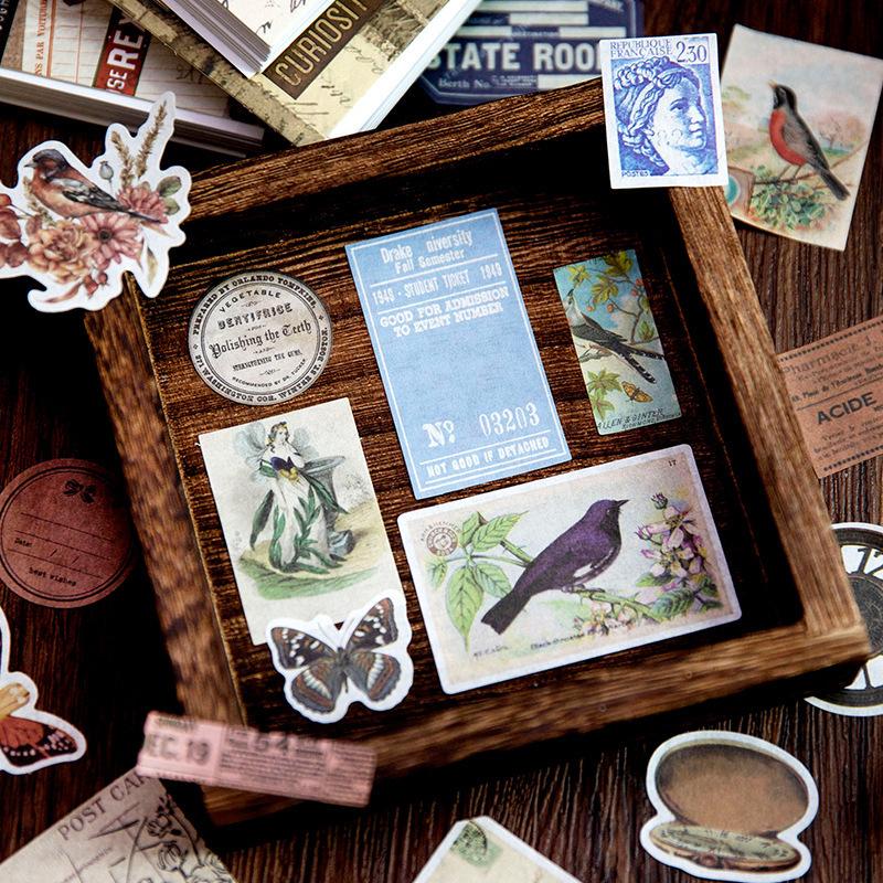 50 Sheets Vintage Large Size Journal Collage Stickers, Mixed Various Patterns, Journal DIY Decoration Material Set