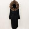 OFTBUY Winter Women Coat Real Natural Fox Fur Hooded Detachable Collar Double-faced Woolen Jacket Long Casual Elegant Overwears