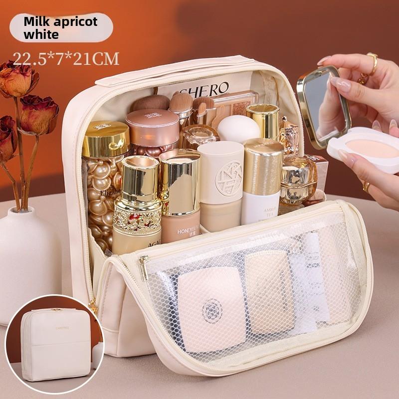 Portable Large Capacity Makeup Bag With Waterproof Pu Material For Women And Men