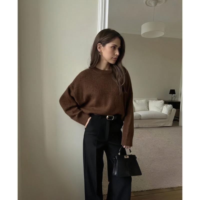 Fall Winter Oversized Sweaters for Women Casual Crewneck Pullover Long Sleeve Fuzzy Chunky Knit Tops Blouse Women's Warm Pullover Sweater Tops Outfits