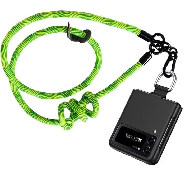 Coque - BOOLING - pour Samsung Galaxy Z Flip 4 - Antichoc - Cordon Détachable - Vert et Noir