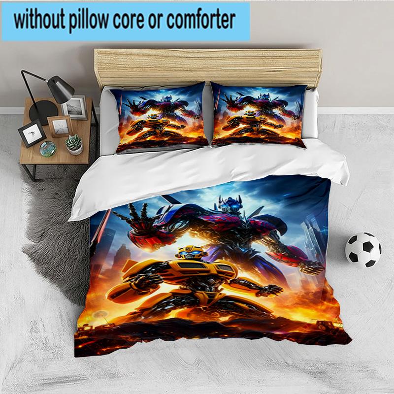 Car robots Battle 3PCS Bedding set,Ideal for 1pc Duvet Cover And 2pcs Pillowcases Perfect for Fan gift,Ideal for Bedroom, Dormitory