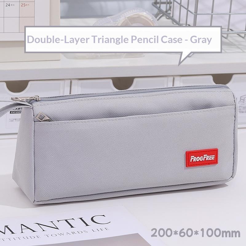 Durable Canvas Pencil Case With Large Storage Pocket Smooth Metal Zipper For School Student Stationery Storage