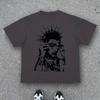 Men'S High Street Punk Style Print T-Shirt, a Trendy Casual Style for Everyday Wear, Perfect for Street Fashion Enthusiasts
