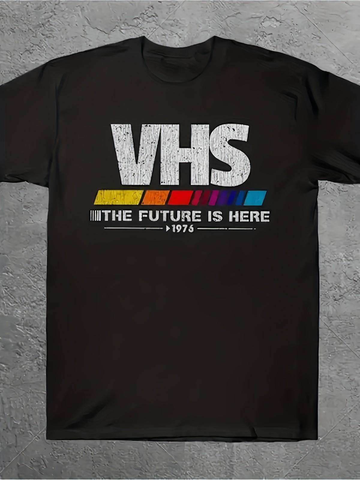 Men S Vintage 1975 Retro Graphic T-Shirt Colorful VHS Tape Design, Breathable S разноцветный