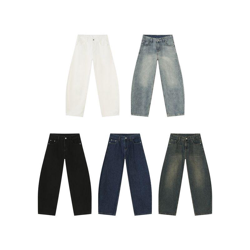 American Street Style Washed Wide-Leg Three-Dimensional Curved Knife Jeans for Men 2025 Autumn Trendy Brand Cleanfit Casual Long Pants