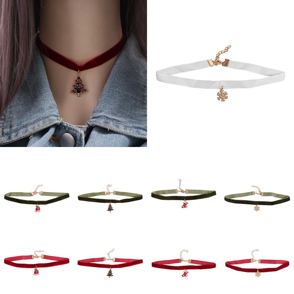 Clavicle Chain Velvet Collar Necklaces Cartoon Cartoon Pendant Choker Christmas Choker  Festival