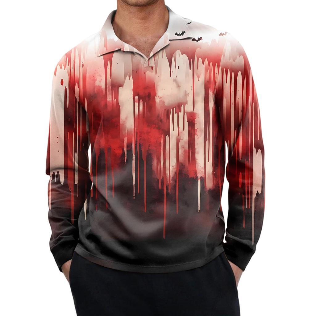 Men's Casual Retro Small V-neck Long-sleeved Top