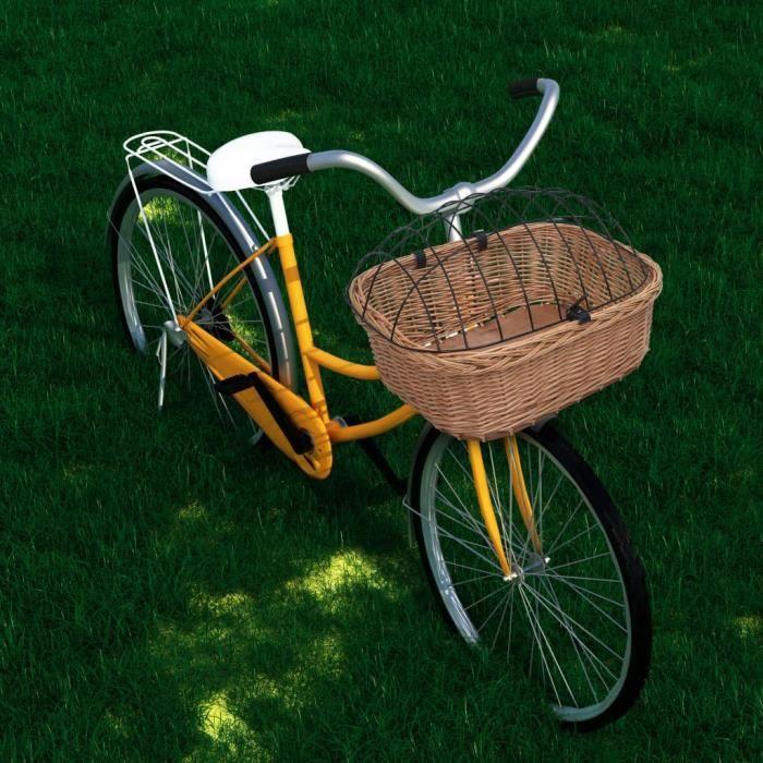 VidaXL Panier avant de vélo avec couvercle 50x45x35 cm Saule naturel