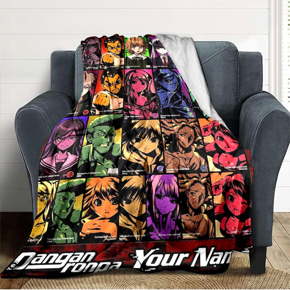 Name Custom Dangan Ronpa Anime Print Flannel Blanket High Quality Warm Comfortable Cover for All Seasons Perfect for Gifts Home Decor
