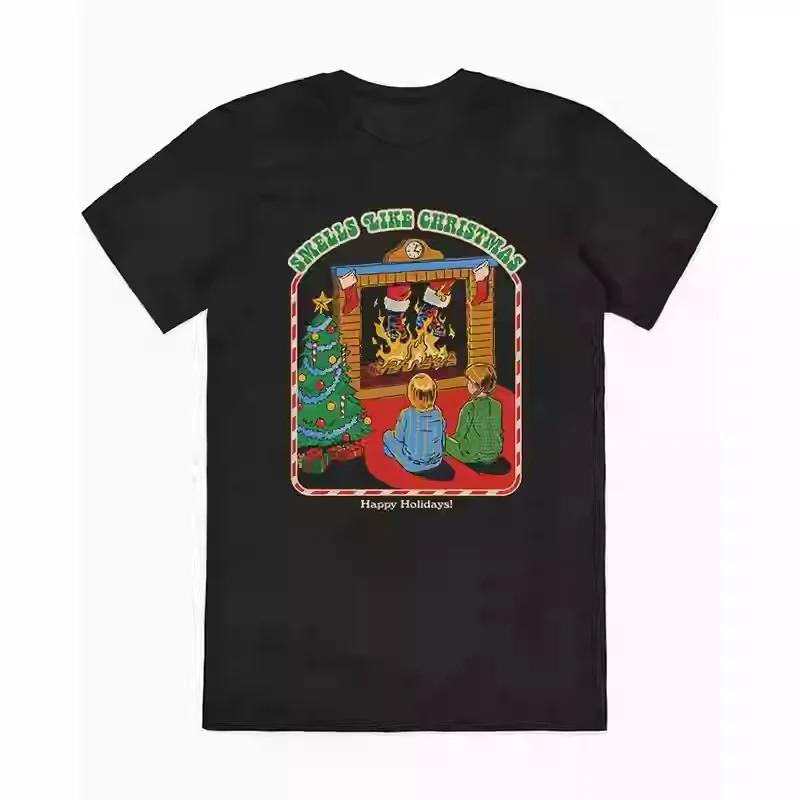 Smells Like Christmas Smells Like Christmas Mens and Womens New Illustrated European and American High Street VintageTShirts