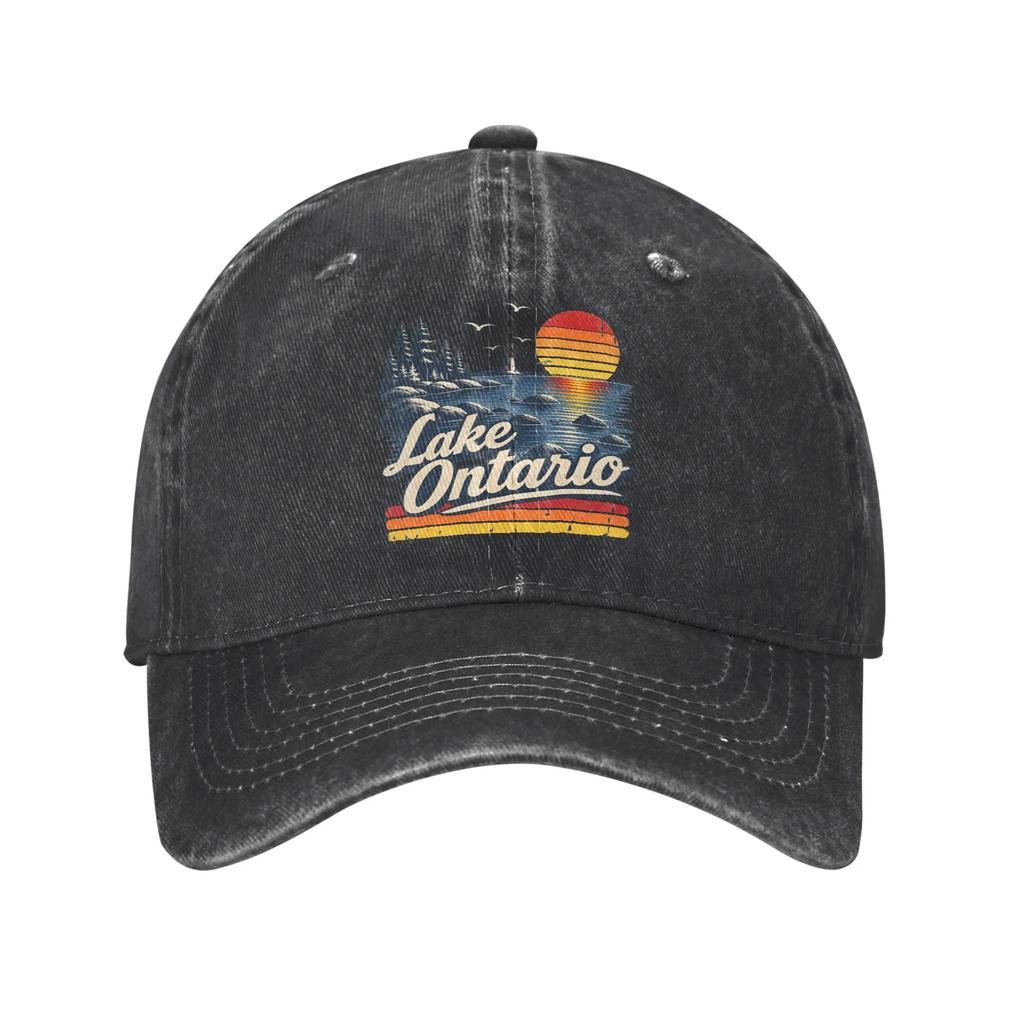 Great Lakes Still Lake Ontario Men Women Unstructured Baseball Cap Souvenir Distressed Denim Hats Workouts Adjustable Snapback