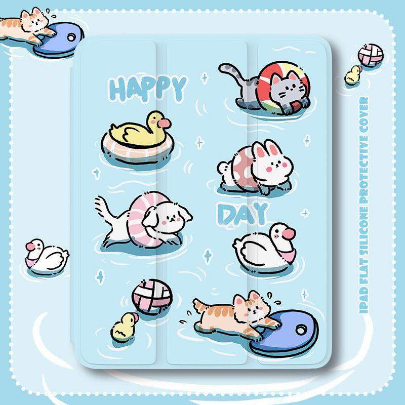 

Чехол для iPad 2022 Pro 11, милый чехол для iPad, чехол с подставкой для карандашей, тройной чехол с милым животным, 2019, 2020, 10,2, 7/8, 2018, 9,7, 5/6, с подставкой для карандашей ipadPro2022 (11)