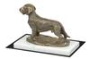 Rauhaardackel, Wiener Hund, Dachshund - Hundefigur, Statue auf weißem Marmor, Trophäe für die Art-Dog-Hundeausstellung