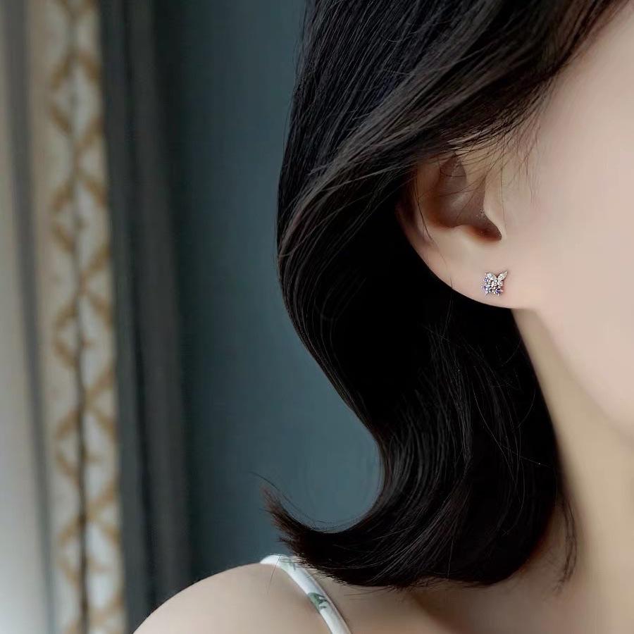 Lavendel Schmetterling Ohrringe: 14 Karat Gold und S925 Sterlingsilber, exquisites leichtes Luxus-Nischendesign.