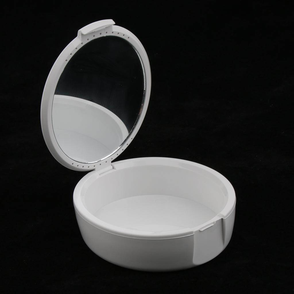 

Compact Teeth Guard Holder Polypropylene Mouth Guard Case Ventilated Denture Storage Box with Small Mirror