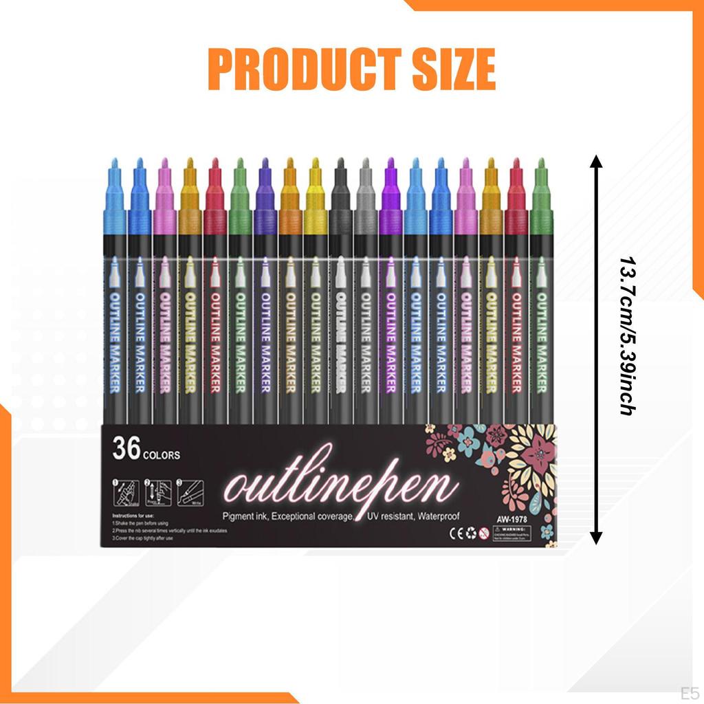 Double Line Outline Markers Craft Pens School Supplies Highlighter for Making Cards