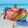 Asciugamano Meme Divertente N-Nicolas C-Cage Morbido Leggero Anti-Sabbia Grande Asciugamano da Spiaggia Asciugatura Rapida Bagno Sport Famiglia