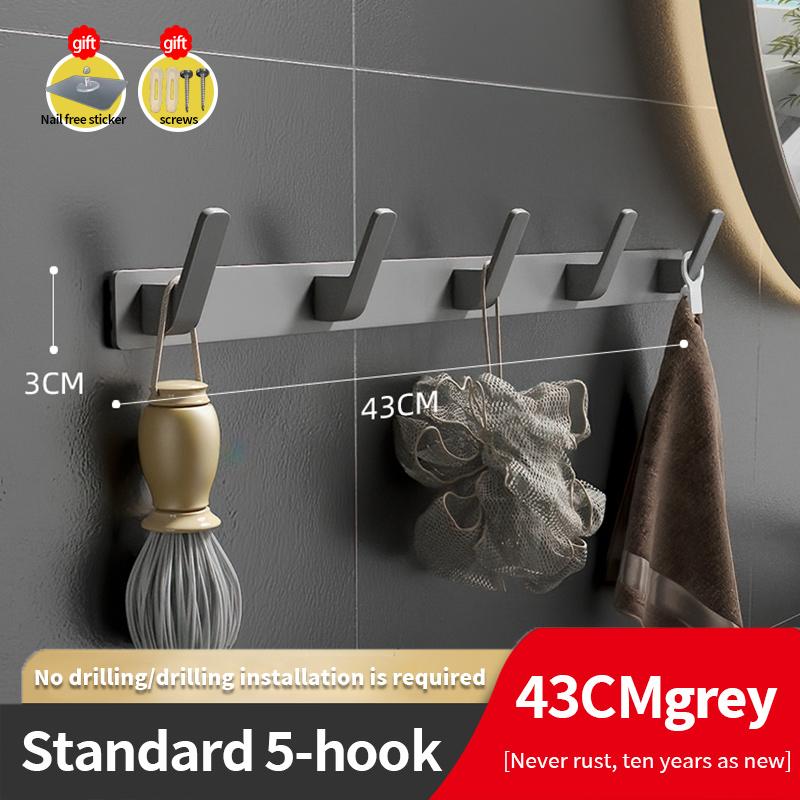 YUNJIEYA Black/White Door Hooks Clothes Hook Hanger Shelf Organizer Storage Shelf Shower Wall Rack Kitchen Bathroom Accessories