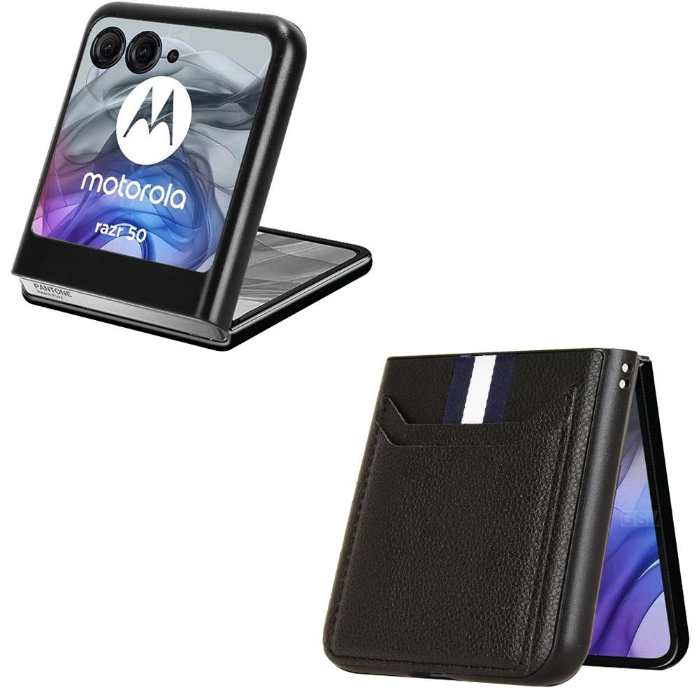 For Motorola Razr 50 5G Case Litchi Texture Leather+PC Phone Cover with Dual Card Slots