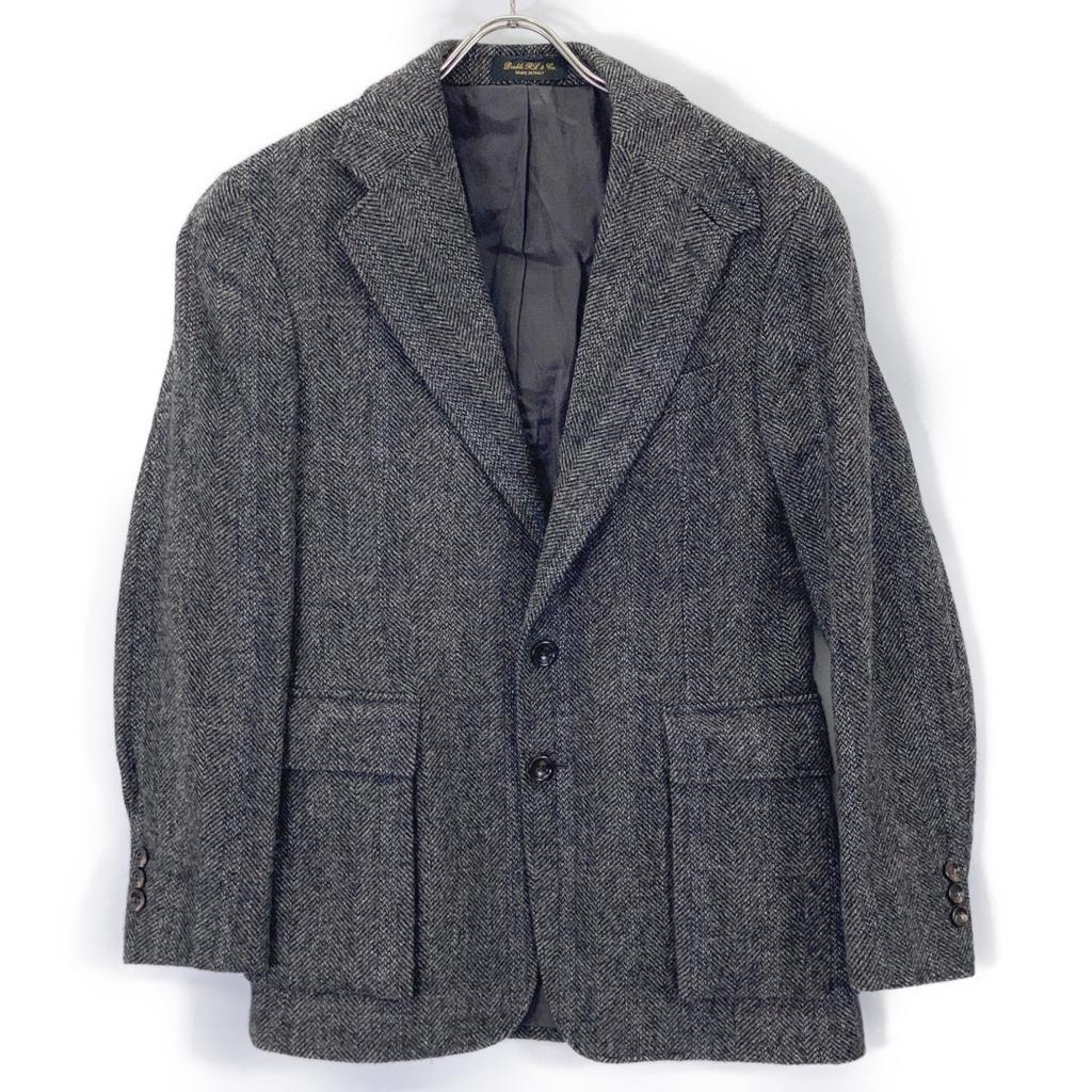 RRL 782945532001 Charcoal Gray Wool Notched Lapel Side Bentz 2B Herringbone Blazer Jacket Jacket 36S Charcoal grayUsed