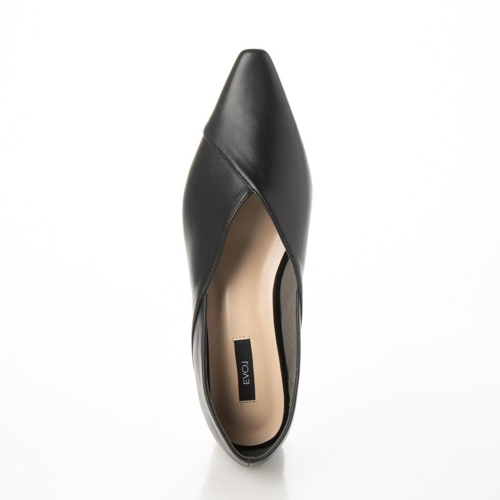 Evol Women's V-Cut Pointed Stack Heel Pumps, IU5031 BL, Size 22.5 Cm