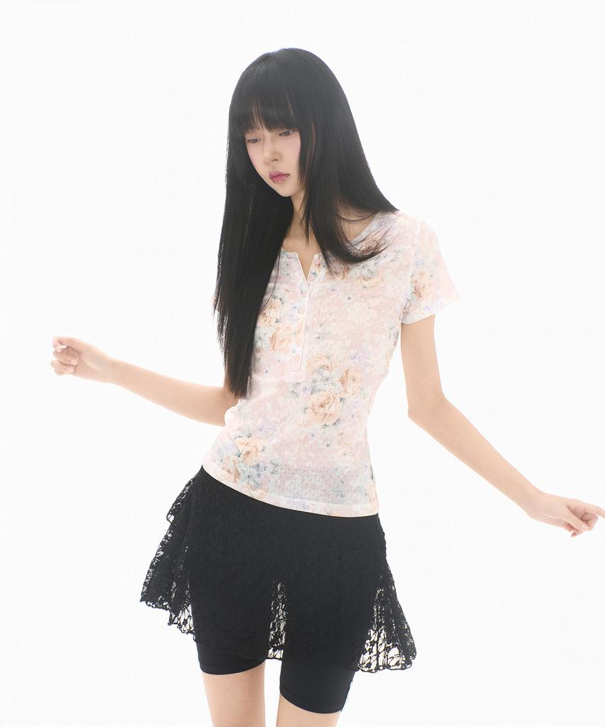 Mileko Flower Button T Pink