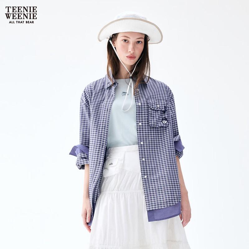 Teenie Weenie Women's 2026 Summer Plaid Bear Shirt