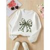 European Sizes Crewneck Sweatshirt for Kids Featuring a Green Clover Design On a Cream Ribbon, It Serves As Both Sportswear And Casual Attire