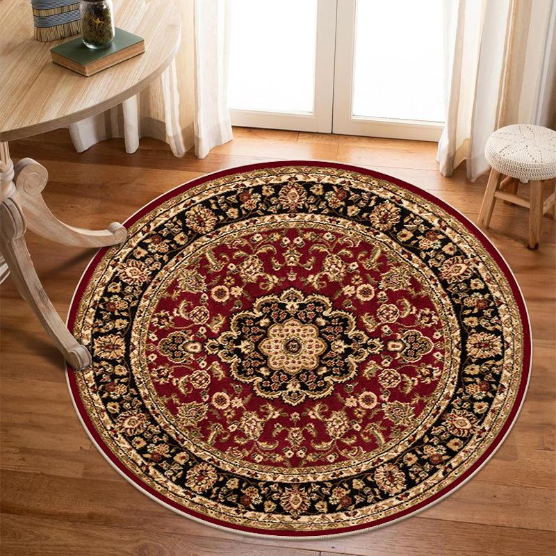 Crystal Pile Carpet Persian Famous Vintage Round Living Room Bedroom Office Cloakroom Rugs Stain-Resistant Washable Mats