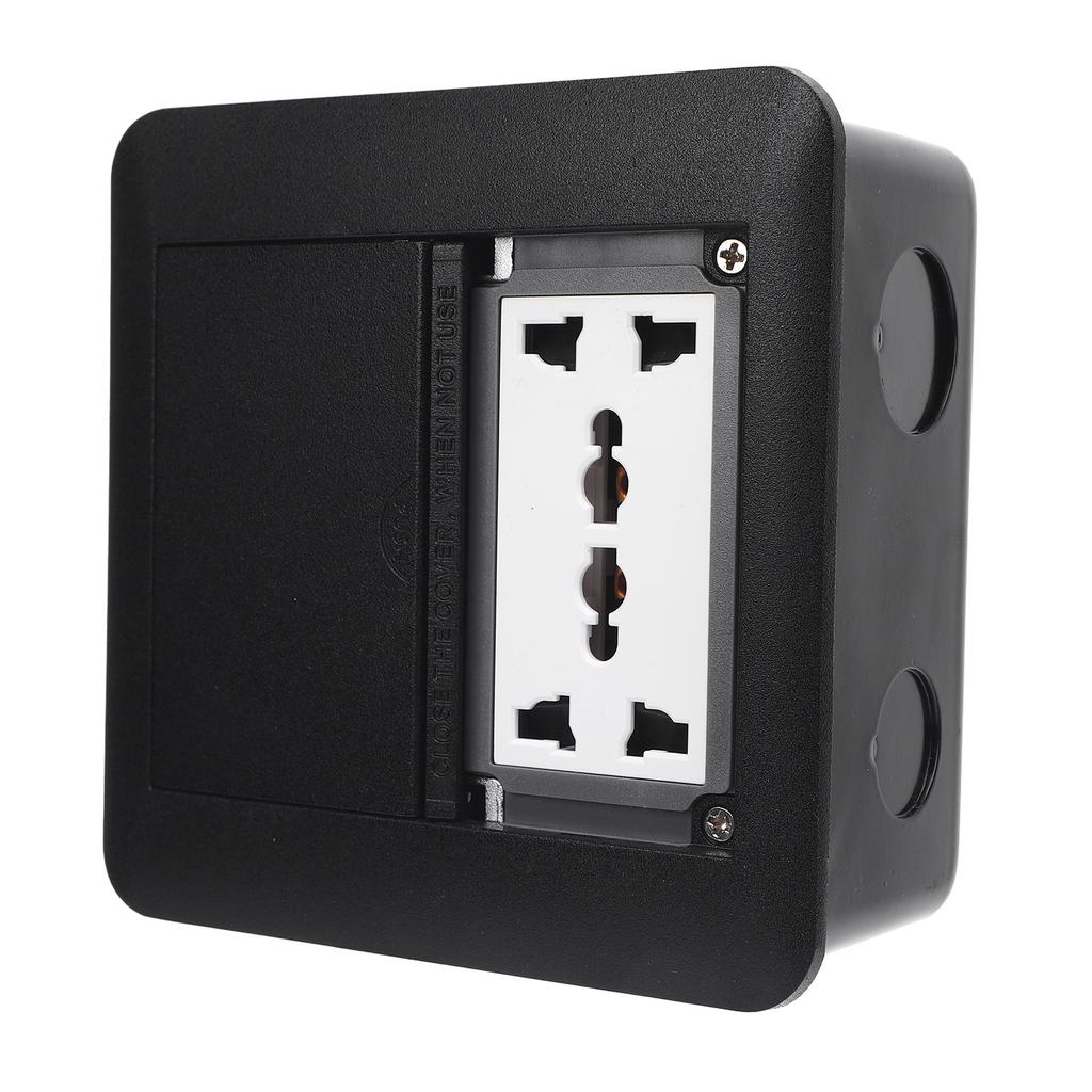 A Used Floor Outlet, 4000W 3 Prong X 4 Multifunctional Black Concealed Floor Socket Double Door for Kitchen Living Room