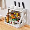 Double Layer Kitchen Storage Rack Space Saving Multi-function Condiment Holder Large Capacity Organizer Shelf Bedroom Storage