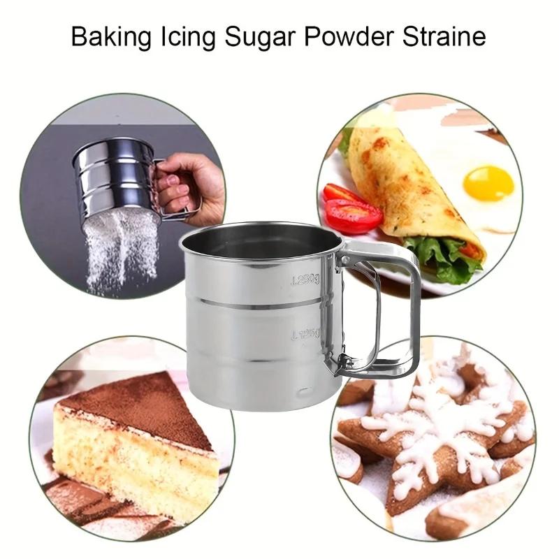 New Handheld Flour Sieve Semi Automatic Stainless Steel Sugar Powder Sieve Baking Household Noodle Sieve Ultrafine Filter Screen