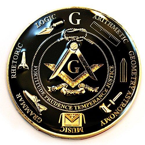 

The Masonic Exchange Seven Liberal Arts Round Masonic Auto Emblem Black & Gold, 3 Diameter 3 Diameter
