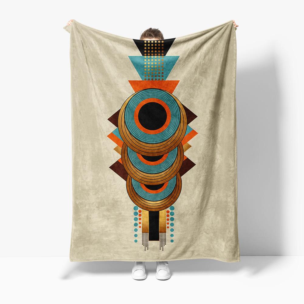 Geometric Pattern Throw Blanket Abstract Colorful Design Sofa Bed Decorative Throw Blanket for Living Room Bedroom 75x90cm