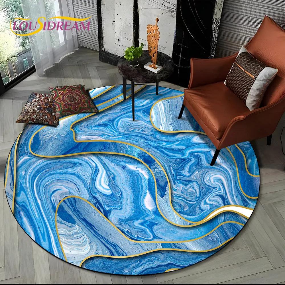 HD Colour Gold Nordic Marble Splendid Round Area Rug,Carpet for Living Room Bedroom Sofa Playroom Decor,kids Non Slip Floor Mat