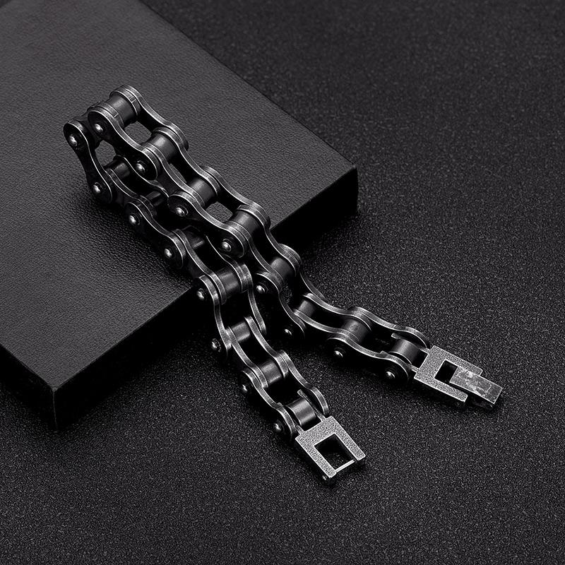 Locomotive Men Punk Rock Bicycle Chain Bracelet 18k Gold Plated Stainless Steel Mountain Bike Chain Accessory Male Gifts