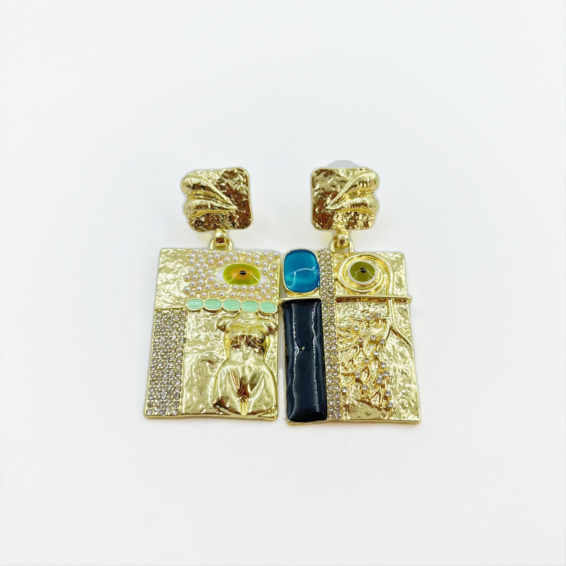 

Литературные Ретро Винтажные Серьги-квадраты с асимметричной бриллиантовой вставкой Глаз Золото Игла из серебра S925 золотой