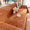 Toalla de Sofá de Chenilla Naranja Otoñal para la Sala de Estar, Decoración del Hogar de Estilo Nórdico con Bordes de Borlas, Juego de Sofá de Tres Plazas